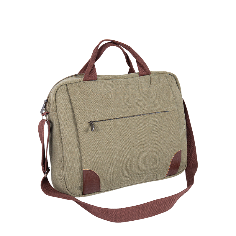 Laptop Messenger Bag - Canvas CrossBody Shoulder Bag med flere rum - Grøn